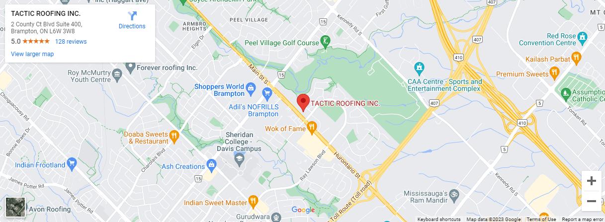 Tactic Roofing location — 2 County Ct Blvd Suite 400, Brampton, ON