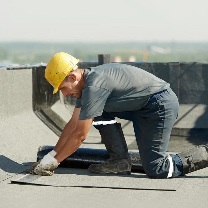 Commercial flat roofing installation